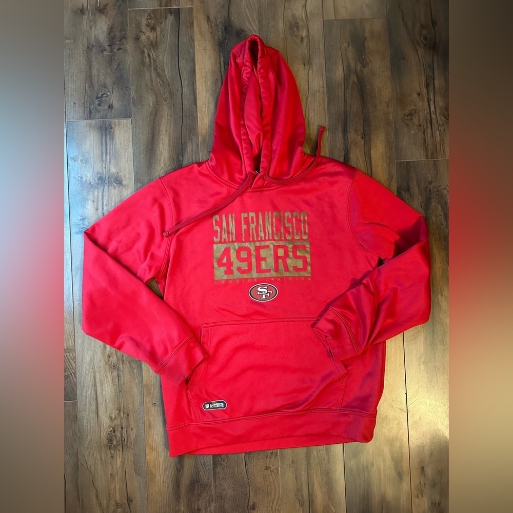 San Francisco 49ers NFL Combine Hoodie Red Pullover Sweatshirt Medium